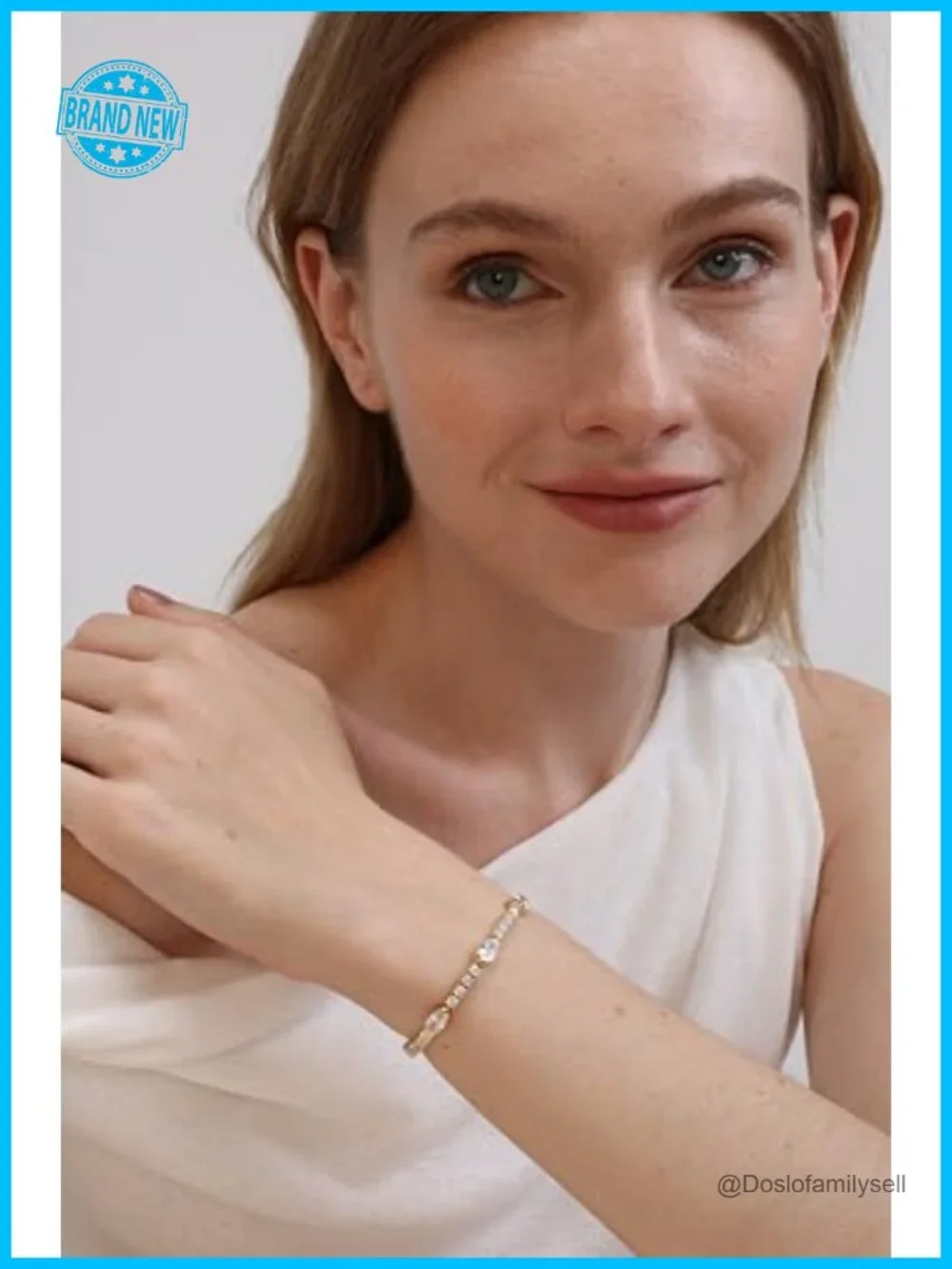 14K Gold Plated Bezel Set Tennis Bracelet for Women Simulated Gemstone CZ